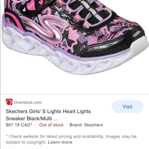 Skechers Girls' S Lights Heart Sneaker Black/Multi - Picture 7 of 7